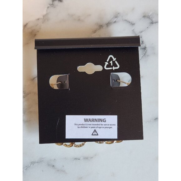 Napier Gold-Tone Hoop Earrings With Chain-Link Design & Clear Rhinestone Accents - Picture 3 of 5